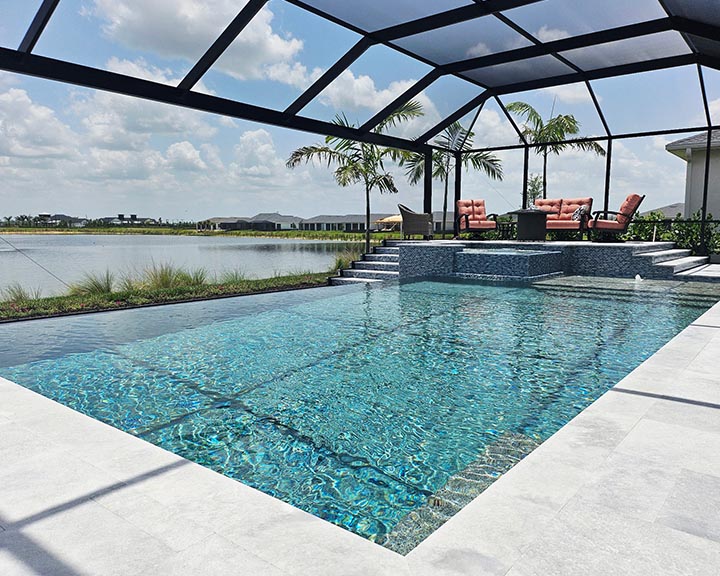 lanai with a picture window screen enclosure